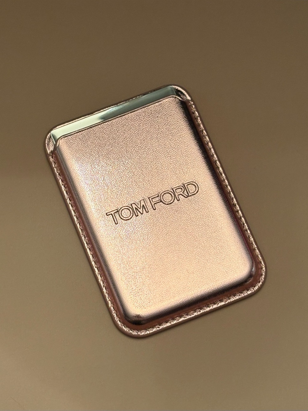 Tom Ford Metallic Rose Gold Magnetic Phone Card Holder